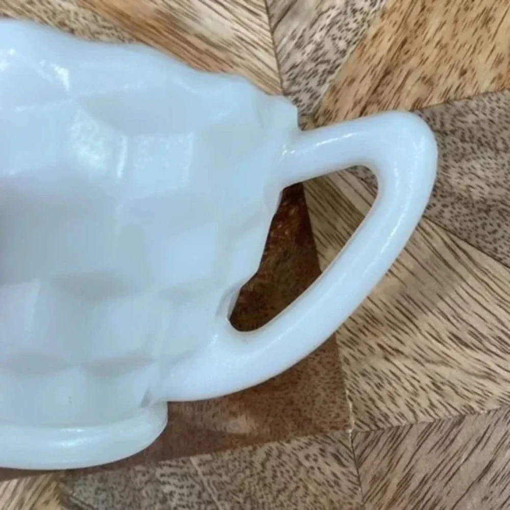 Cube Milk Glass Creamer Vintage